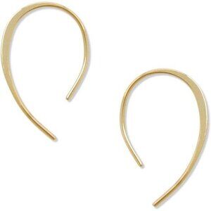 Women hypoallergenic 18k gold plated upside down hoop earrings for sensitive ear
